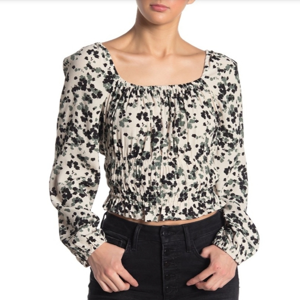 NWT ASTR the Label Square Neck Smocked Top Size XS